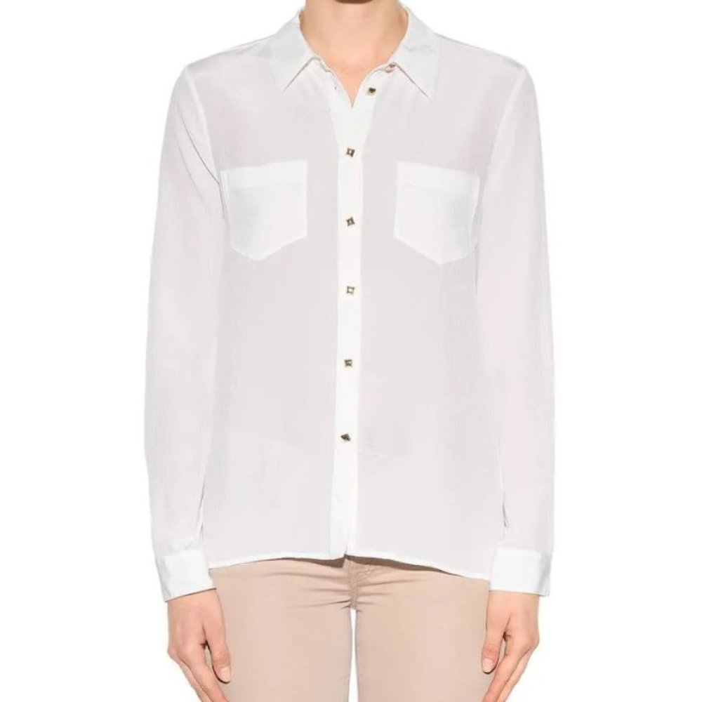 Equipment Kate Moss Danica Shirt White Silk Button Up
